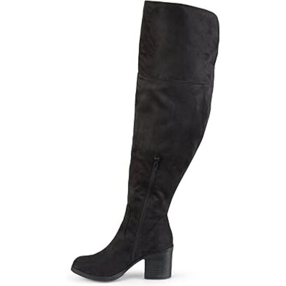 Brinley&Co Women's Over The Knee Boot Faux Suede Block Heel Zip Detail Black 7R - Picture 2 of 5
